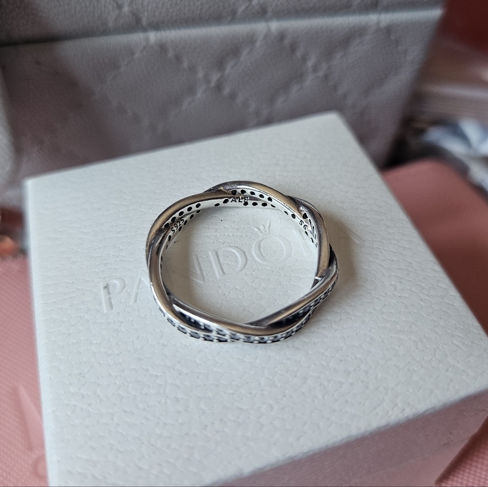 Pandora Sparkling Twisted Lines Sterling Silver R… - image 6